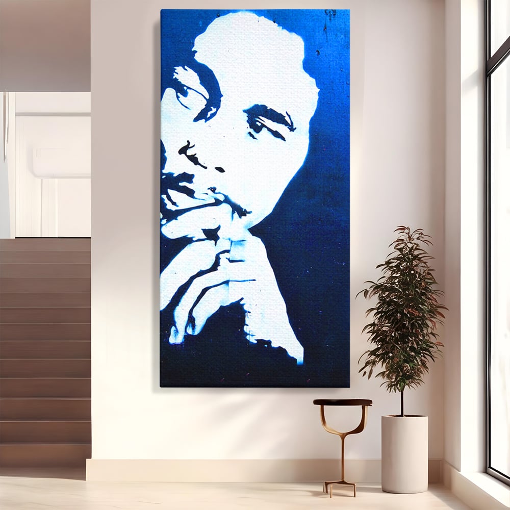 Tablou canvas cu tablou canvas cu portretul stilizat al lui bob marley, fara rama, pe sasiu de lemn